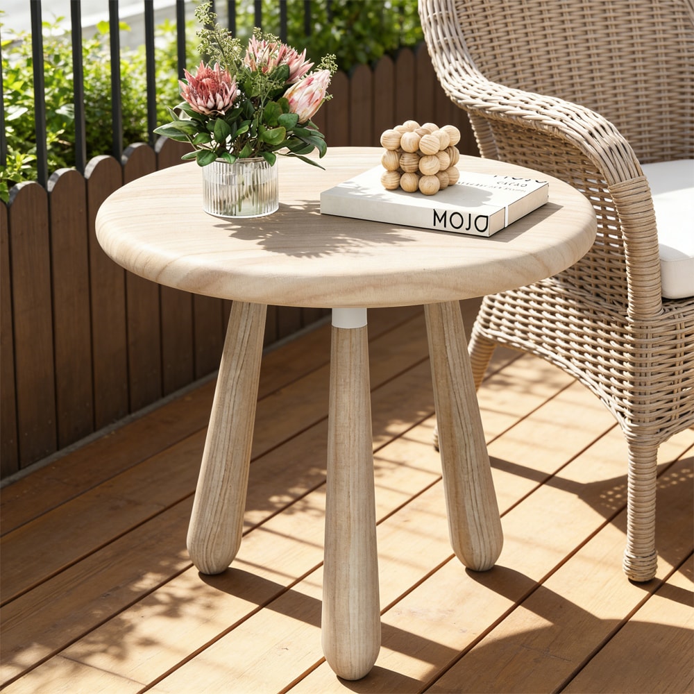 18 Inch Outdoor Mahogany Wood Side Table With Thickened Board For Different Scenarios, Such As Porch And Living Room_maomaolike.com